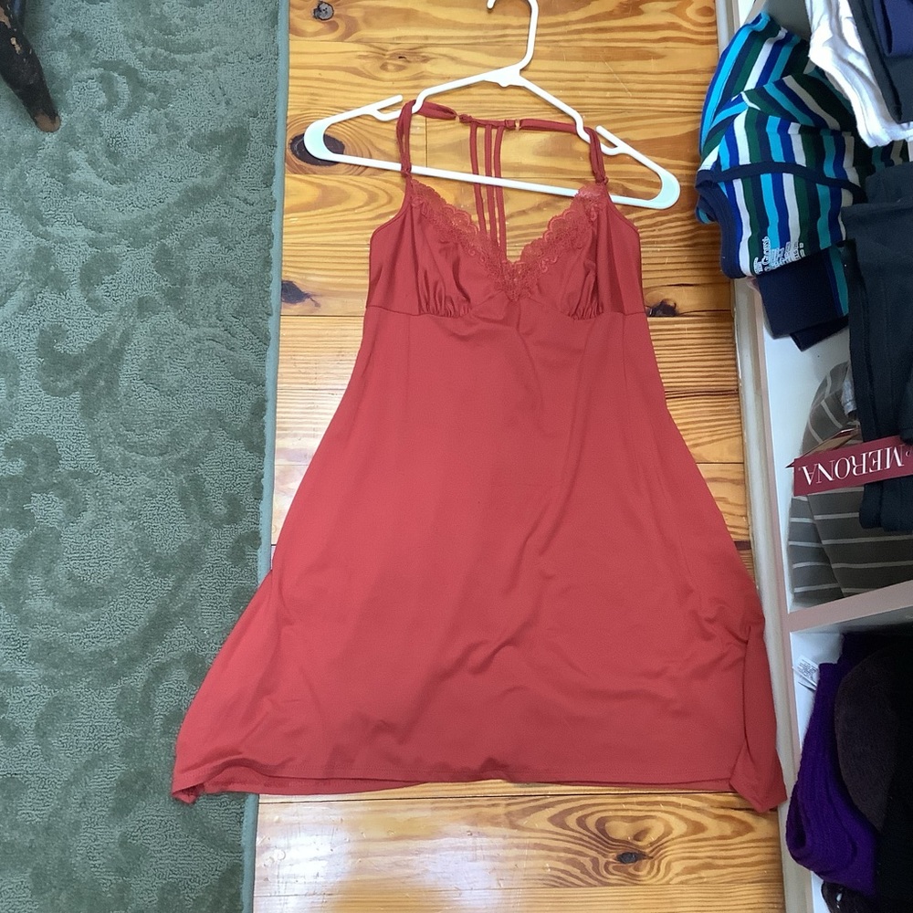 (Bin 6) Y2k lace strappy mini dress (rust) see measurements